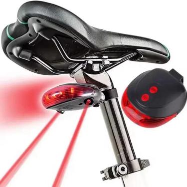 Imagem de Lanterna Traseira para Bicicleta com Led e Laser Faixa de Sinalização no Chão Vermelho Yeet