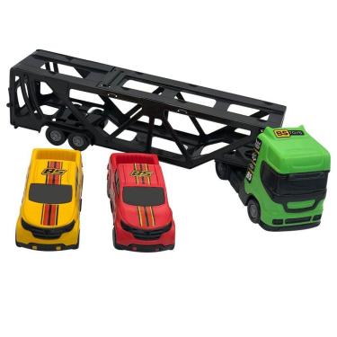 Imagem de Mini Cegonheiro de Brinquedo com 2 Carrinhos Capacidade para 4 Veículos Verde Bs Toys