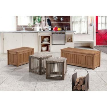 Imagem de Baú 100cm Combine Bege/Stain Jatobá - Casa e Jardim Móveis