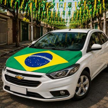 Imagem de Capa Para Capô Carro Universal Bandeira Brasil Torcedor Copa - Genéric