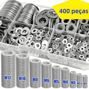 Imagem de Conjunto De Arruelas Planas M2-M12 400 Peças, Juntas De Vedação Antide