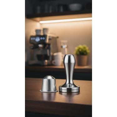 Imagem de Cápsula Reutilizável Inox + Tamper - Kit Café - Congratulations Store