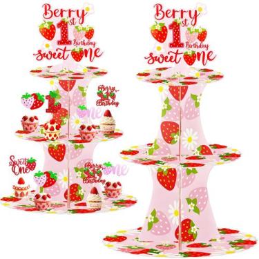 Imagem de Suporte para Cupcakes Wenioerz de 3 Andares com Morangos para Aniversá