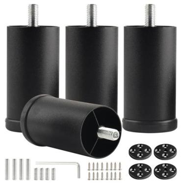 Imagem de Pés para Móveis funifiti Kit com 4 Unidades 7,5 cm Preto em Metal