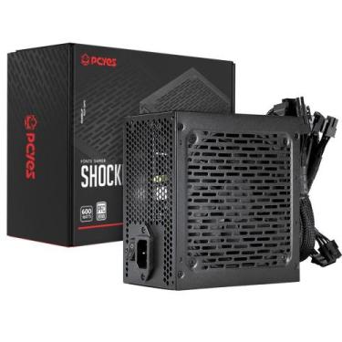 Imagem de Fonte Gamer PCYES Shocker 600W BLACK Vulcan 80 PLUS Standard - PF600SH