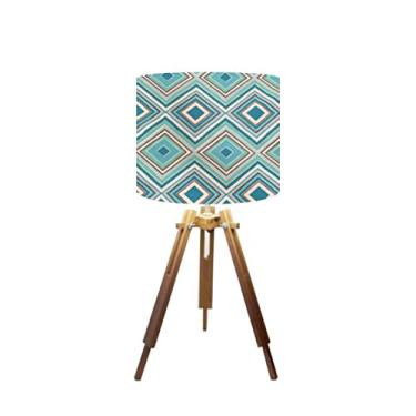 Imagem de Abajur Mesa Tripé Madeira 60cm Cores Estampadas -Md1001 Cúpula Ø30