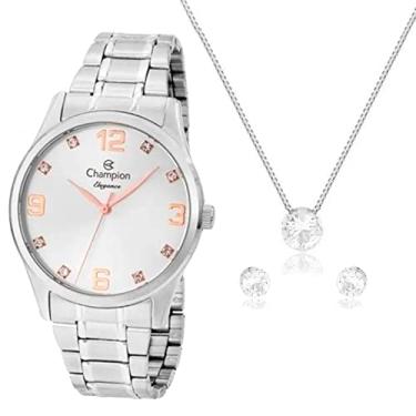 Imagem de Kit Relógio Champion Feminino Prata