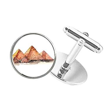 Imagem de DIYthinker Abotoaduras com clipe de botão redondo Pirâmide de Gaza do Egito