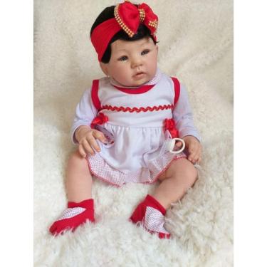 Imagem de Bebê Reborn Menina, Olhos Azuis, Enxoval,corpo De Pano- Ab01