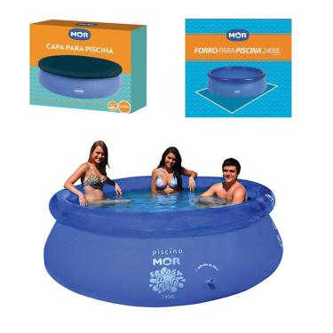 Imagem de Kit Piscina Inflável Splash Fun 2400 Litros + Capa + Forro - Mor