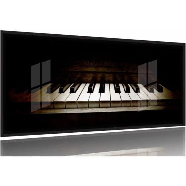 Imagem de Quadro Decorativo Piano Retro Música 130x60 Moldura Preta 2x2