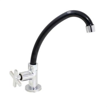 Imagem de Torneira Cozinha Mesa Bica De Abs Preto C29 Arejador Fixo