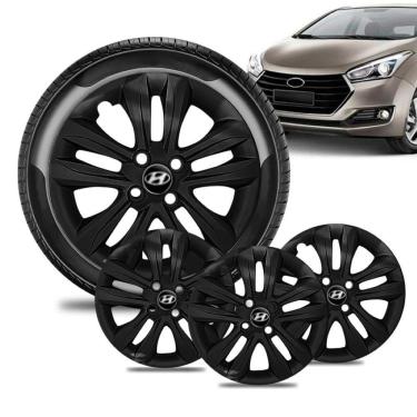 Imagem de Jogo 4 Calota Hyundai HB20 Aro 15 Pret Brilhan Escolha Carro