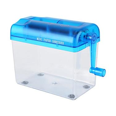 Imagem de Raspador de papel transversal portátil, mini triturador de papel manual A6 para escritório Home School 16 × 9 × 14,5 cm (azul)