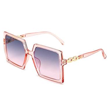 Imagem de Óculos de sol quadrado de armação grande corrente moda versátil óculos de sol de proteção uv óculos de sol femininos, 5, tamanho único