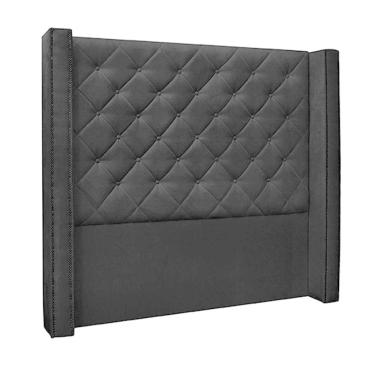 Imagem de Cabeceira King Size 2,19m Loewe Suede Preto - Gran Belo