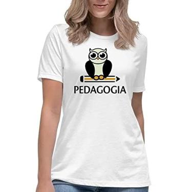 Imagem de Camiseta pedagogia coruja love profissão curso faculdade Cor:Branco;Tamanho:M
