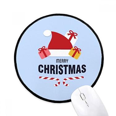 Imagem de DIYthinker Feliz mas Papai Noel chapéu mouse pad desktop escritório tapete redondo para computador