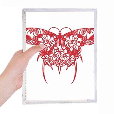 Imagem de Papelaria recarregável de papagaio chinês borboleta em caderno vermelho folhas soltas diário de folhas soltas