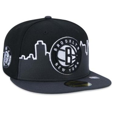 Imagem de Bone New Era 59Fifty Brooklyn Nets Tip-Off Fitted Aba Reta Fitted Pret