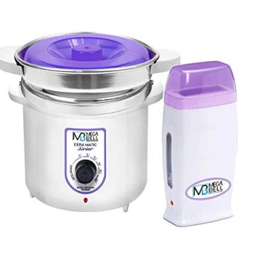 Imagem de Kit Depilação Termocera 400gr Com Refil Branca Com Lilás + Aquecedor de Cera Roll-on Lilás Mega Bell