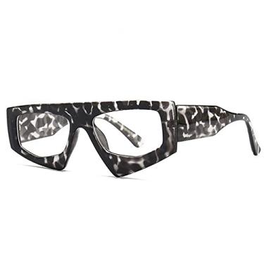 Imagem de Óculos de sol vintage irregulares de uma peça com estampa de leopardo para mulheres Óculos de sol planos para homens Óculos de hip hop, dai mao clear, tamanho único