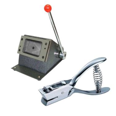 Imagem de Cortador Cartão Pvc Crachá Manual e Alicate Furador Ovoide