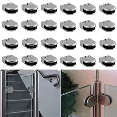 Imagem de Braçadeiras de vidro Lehom 24 peças 6 – 8 mm 304 grampo de vidro de aço inoxidável suporte de vidro ajustável traseira plana para trilho de mão de escada de balaustrada de janela