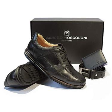 Imagem de Kit Gift Silver Sapato Esporte Fino + Carteira GR01 + Cinto 601 (43, Preto)