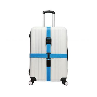 Imagem de Flyshop alças longas cruzadas para bagagem de mão acessórios de viagem com trava de 3 dígitos, Azul, One_Size
