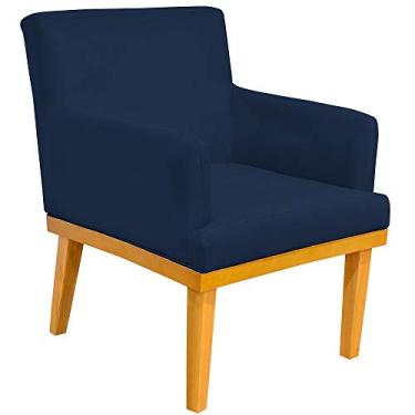 Imagem de Poltrona Decorativa Para Sala de Estar Base Mel Beatriz W01 Suede Azul Marinho - Lyam Decor