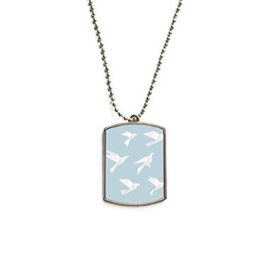 Imagem de DIYthinker Colar com pingente de corrente de aço inoxidável com formato geométrico de pombo abstrato origami