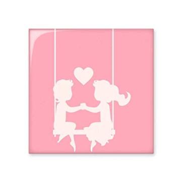 Imagem de Rosa menino e menina Dia dos Namorados Azulejo de cerâmica brilhante decalque adorno pedra tijolo vitrificado