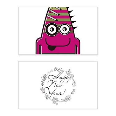 Imagem de Cartão de felicitações Alien Monstro Rosa Monstro Ano Novo Cartão Bless Mensagem Presente