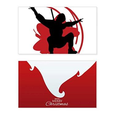 Imagem de Bushido Samurai Sakura Outline Japan Asia Holiday Merry Christmas Cartões de parabéns Mensagem de Natal