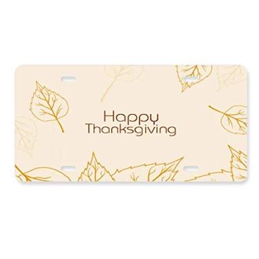 Imagem de DIYthinker Etiqueta de aço inoxidável para decoração de placa de licença de Dia de Ação de Graças com folha