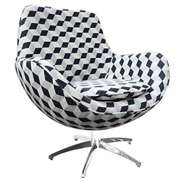 Imagem de Poltrona Elizabeth Fibra de Vidro Tecido Estampado Geométrico Base Alumínio - Poltronas do Sul