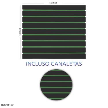 Imagem de Painel Canaletado Preto - 1,22 x 1,22 + Canaletas Verde