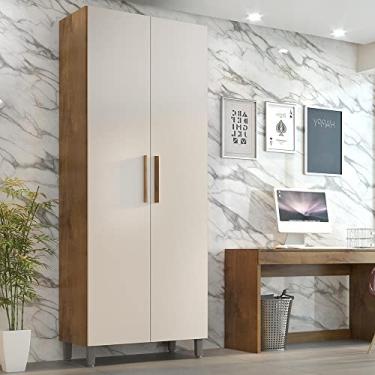 Imagem de Armário De Escritório Melissa 2 Pts 5 Prateleiras 2,24m Castanho/off White