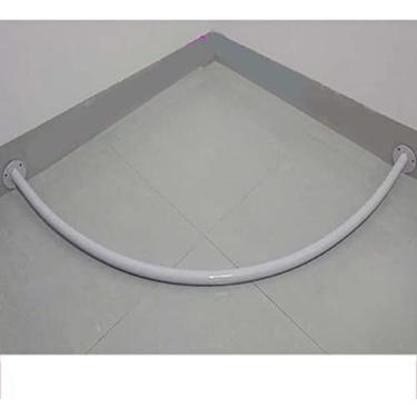 Imagem de Haste De Cortina De Provador, Haste De Cortina De Canto, Prateleira De Cortina De Vestiário Para Loja De Roupas, Haste De Cortina Para Banheiro, Loja De Roupas, Espaço Privado,Branco,90cm,Hilariou