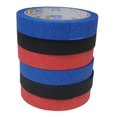 Imagem de Kit 6 Fita Crepe Colorida 18mm X 30m Fitas Adesivas 3 Cores