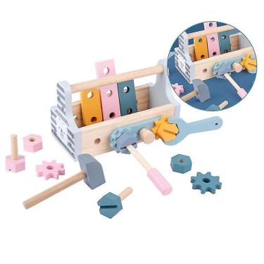 Imagem de Crianças Ferramentas de reparo de madeira Caixa de ferramentas Pretend Play Diy Educat