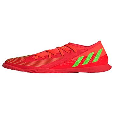 Imagem de adidas Tênis de futebol infantil unissex Edge.3 Predator para ambientes internos, Vermelho solar/verde solar/preto, 13 Little Kid
