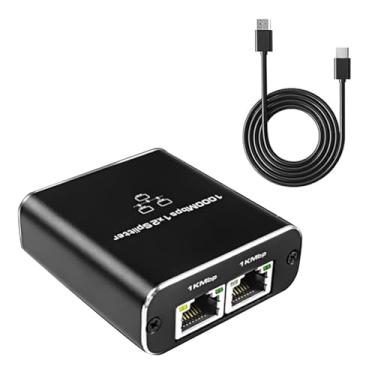 Imagem de TECKEEN 1000 Mbps de alta velocidade Ethernet divisor 1 a 2 saídas, conector adaptador adaptador LAN Ethernet para cabo Cat 5/5e/6/7/8