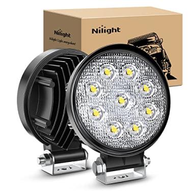 Imagem de Nilight Barra de luz de LED, 2 peças, 11,4 cm, 27 W, 3000 lm, redondo, holofote, para dirigir, neblina, para-choques de barra de teto para Jeep, Caminhão SUV, Caçadores