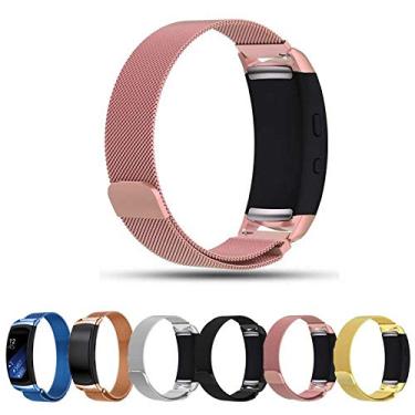 Imagem de Pulseira Aço Magnetica-Milanese compativel com Samsung Gear Fit 2 Pro - Marca LTIMPORTS (Rose Pink)