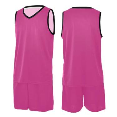 Imagem de CHIFIGNO Camiseta de basquete rosa roxo dourado prata com glitter, camisetas de basquete para meninas, camiseta de treinamento de futebol PPS-3GG, Camélias, M