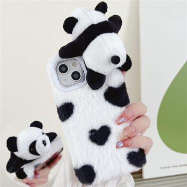 Imagem de GuluGuru Capa para celular Motorola Moto E (2020), fofo panda preguiçoso, macio, adorável desenho animado, animal, boneca, pele peluda, fofa, capa de telefone de pelúcia, estampa de amor em forma de