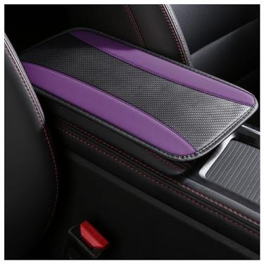 Imagem de IHOTDER Elegante capa de console central de carro, capa de couro PU para apoio de braço para carro evita arranhões no console central, almofada universal para apoio de braço de carro interior para