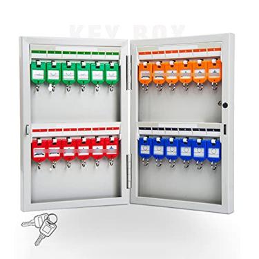 Imagem de Caixa de chave de 24 bits armário de chaves montado na parede caixa de armazenamento de chaves de carro capa de metal adequada para vários tipos de chaves (cor: prata, tamanho: 24 furos) (prata 24